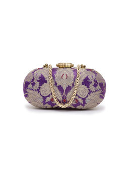 Praccessorii - Purple Brocade Evening Clutch