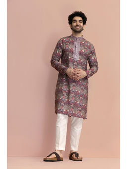 KISAH - Men Mauve Printed Kurta with Pant