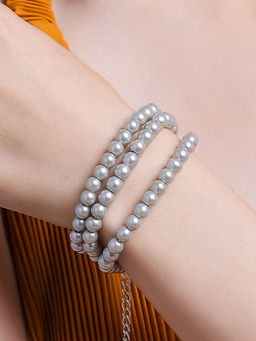 Estele - Rhodium Plated Gleam Pearl Bracelet for Women