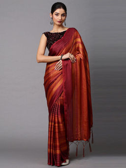 Odette - Women's Poly Georgette Maroon Solid Designer Saree with Unstitched Blouse