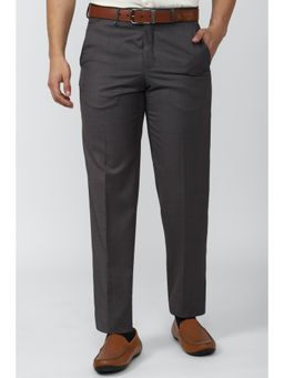 Van Heusen - Men Grey Textured Regular Fit Trouser
