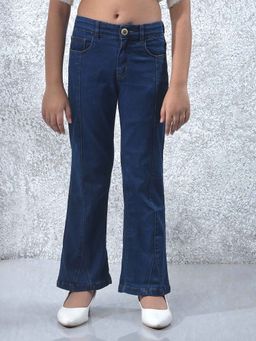 CRIMSOUNE CLUB - Navy Blue Solid Bootcut Fit Jeans