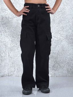 CRIMSOUNE CLUB - Navy Blue Solid Loose Fit Jeans