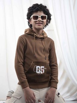 CRIMSOUNE CLUB - Boys Brown Hooded Neck Hoodie