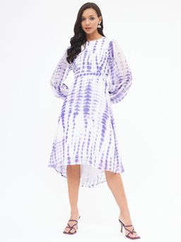 Kibo - Womens Purple Tie and Dye High-Low Dress