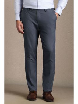 Louis Philippe - Men Navy Blue Polyester Blend Trousers