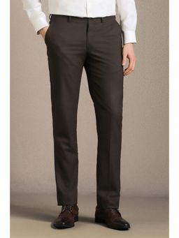 Louis Philippe - Men Brown Polyester Blend Trousers