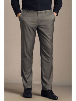 Louis Philippe - Men Grey Polyester Blend Trousers
