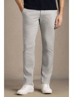 Louis Philippe - Men Grey Cotton Blend Trousers