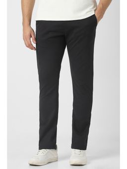 Peter England - Men Black Cotton Blend Trousers