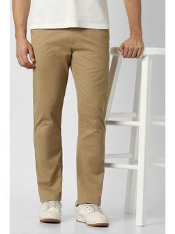 Peter England - Men Beige Cotton Blend Trousers