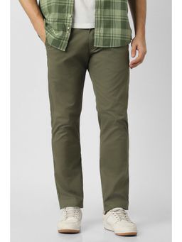 Peter England - Men Olive Cotton Blend Trousers