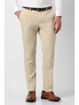 Peter England - Men Beige Polyester Blend Trousers