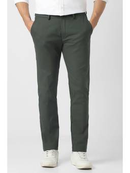 Peter England - Men Green Cotton Blend Trousers