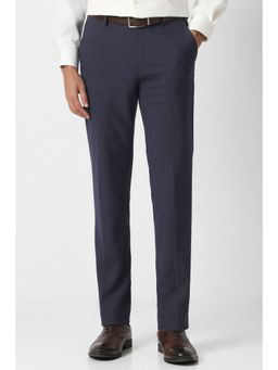 Van Heusen - Men Navy Blue Polyester Blend Trousers