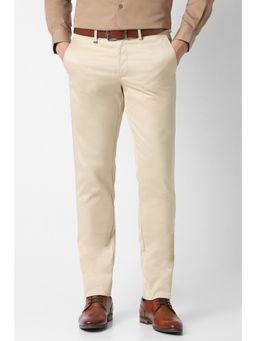 Van Heusen - Men Beige Polyester Blend Trousers