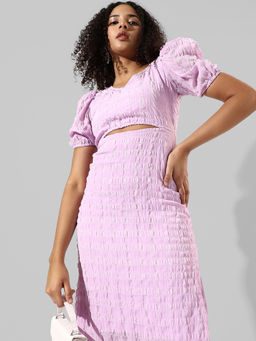 PINACOLADA - Womens Solid Lavender Regular Fit Dress