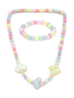 EL REGALO - Kids Girls Jewellery Necklace and Bracelet Combo Multi Color (Set of 2)