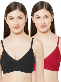 Juliet - Womens Non Padded Non Wired Bra Combo 1025 Black Maroon