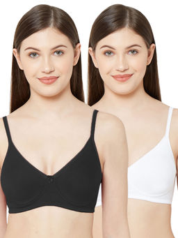 Juliet - Womens Non Padded Non Wired Bra Combo 1025 Black White
