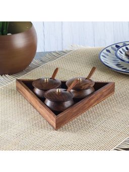 The Decor Mart - Wooden Small Serving Katori Set of 3