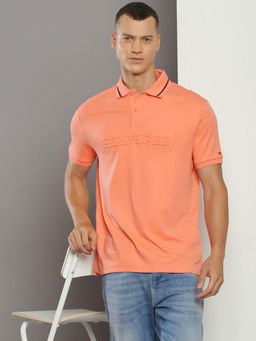 Tommy Hilfiger - Mens Orange Solid Polo T-Shirt