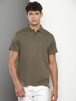 Tommy Hilfiger - Mens Green Solid Polo T-Shirt