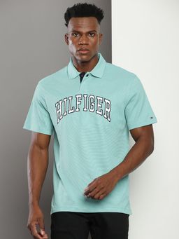 Tommy Hilfiger - Mens Sea Green Textured Polo T-Shirt