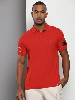 Tommy Hilfiger - Mens Red Solid Polo T-Shirt