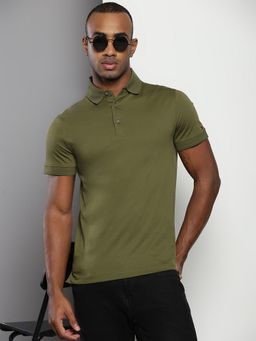 Tommy Hilfiger - Mens Green Solid Polo T-Shirt