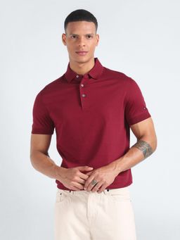 Tommy Hilfiger - Mens Maroon Solid Polo T-Shirt