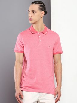 Tommy Hilfiger - Mens Pink Solid Polo T-Shirt