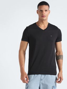 Tommy Hilfiger - Mens Black Cotton Solid T-Shirt