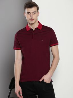 Tommy Hilfiger - Mens Red Solid Polo T-Shirt