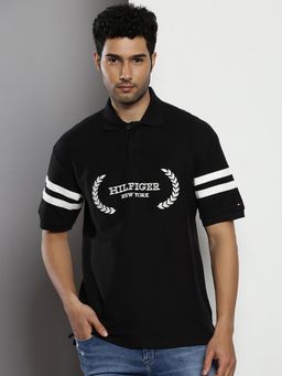 Tommy Hilfiger - Mens Black Printed Polo T-Shirt