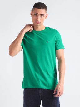 Tommy Hilfiger - Mens Green Cotton Round Neck T-Shirt