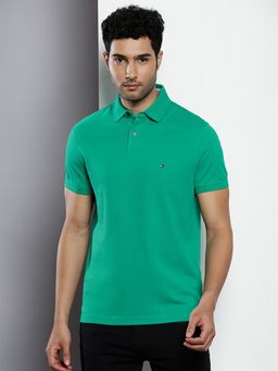 Tommy Hilfiger - Mens Green Solid Polo T-Shirt