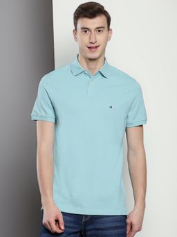 Tommy Hilfiger - Mens Blue Solid Polo T-Shirt