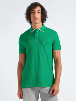 Tommy Hilfiger - Mens Green Solid Polo T-Shirt
