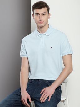 Tommy Hilfiger - Mens Blue Solid Polo T-Shirt