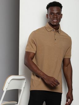 Tommy Hilfiger - Mens Beige Solid Polo T-Shirt