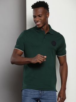 Tommy Hilfiger - Mens Green Solid Polo T-Shirt