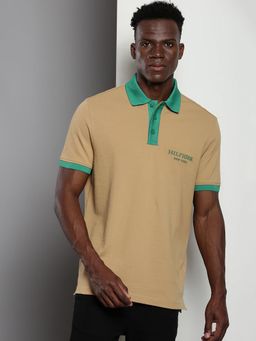 Tommy Hilfiger - Mens Beige Solid Polo T-Shirt