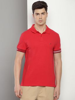 Tommy Hilfiger - Mens Red Solid Polo T-Shirt