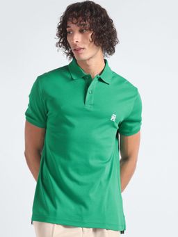 Tommy Hilfiger - Mens Green Solid Polo T-Shirt