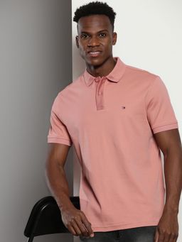 Tommy Hilfiger - Mens Pink Solid Polo T-Shirt