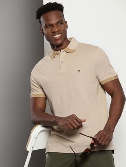 Tommy Hilfiger - Mens Beige Solid Polo T-Shirt