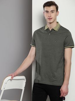 Tommy Hilfiger - Mens Green Solid Polo T-Shirt