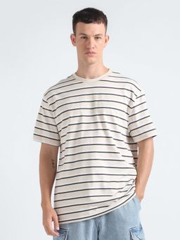 Tommy Hilfiger - Mens Beige Cotton Stripes T-Shirt