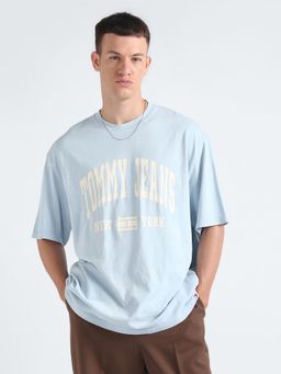 Tommy Hilfiger - Mens Blue Solid Oversized T-Shirt